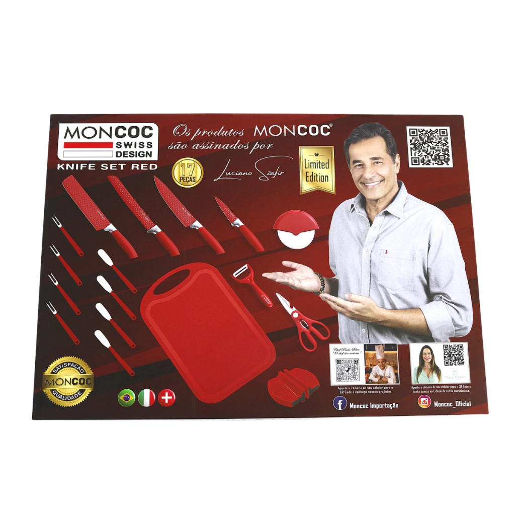 Jogo De Facas 17 Peças Vermelho